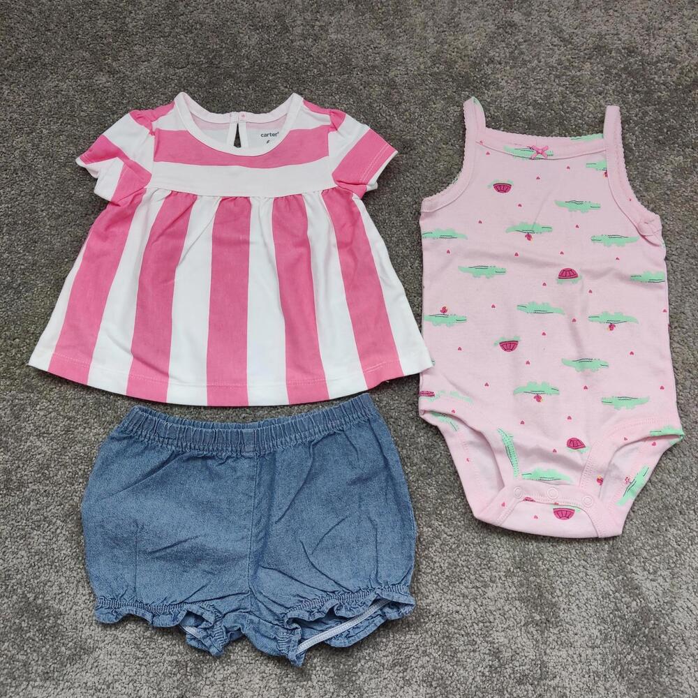 Carter’s Baby Girl 6M Outfit Bundle Dress + Denim Bloomers + Bodysuit